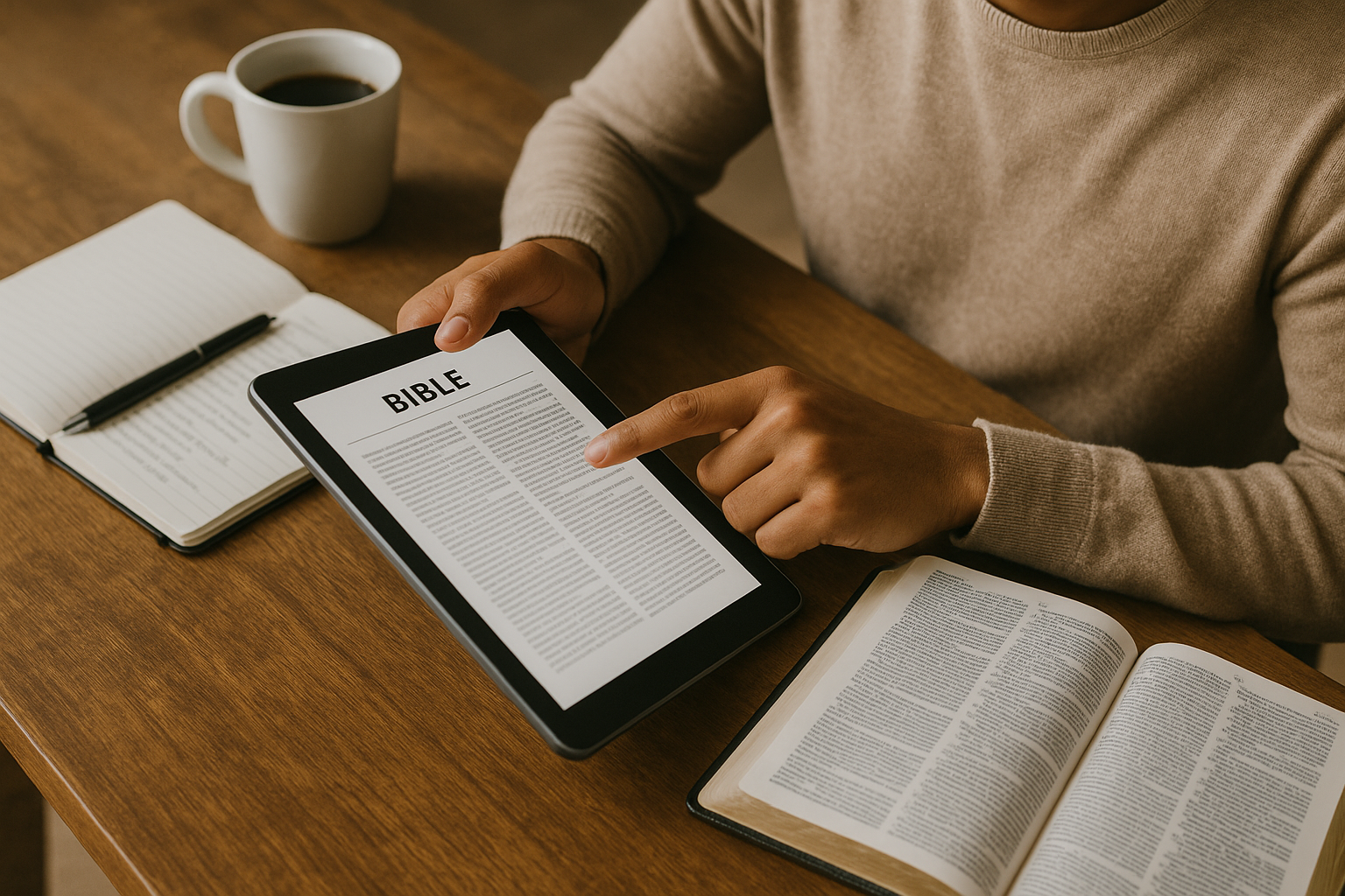 Bibellesing på nettbrett – illustrasjon